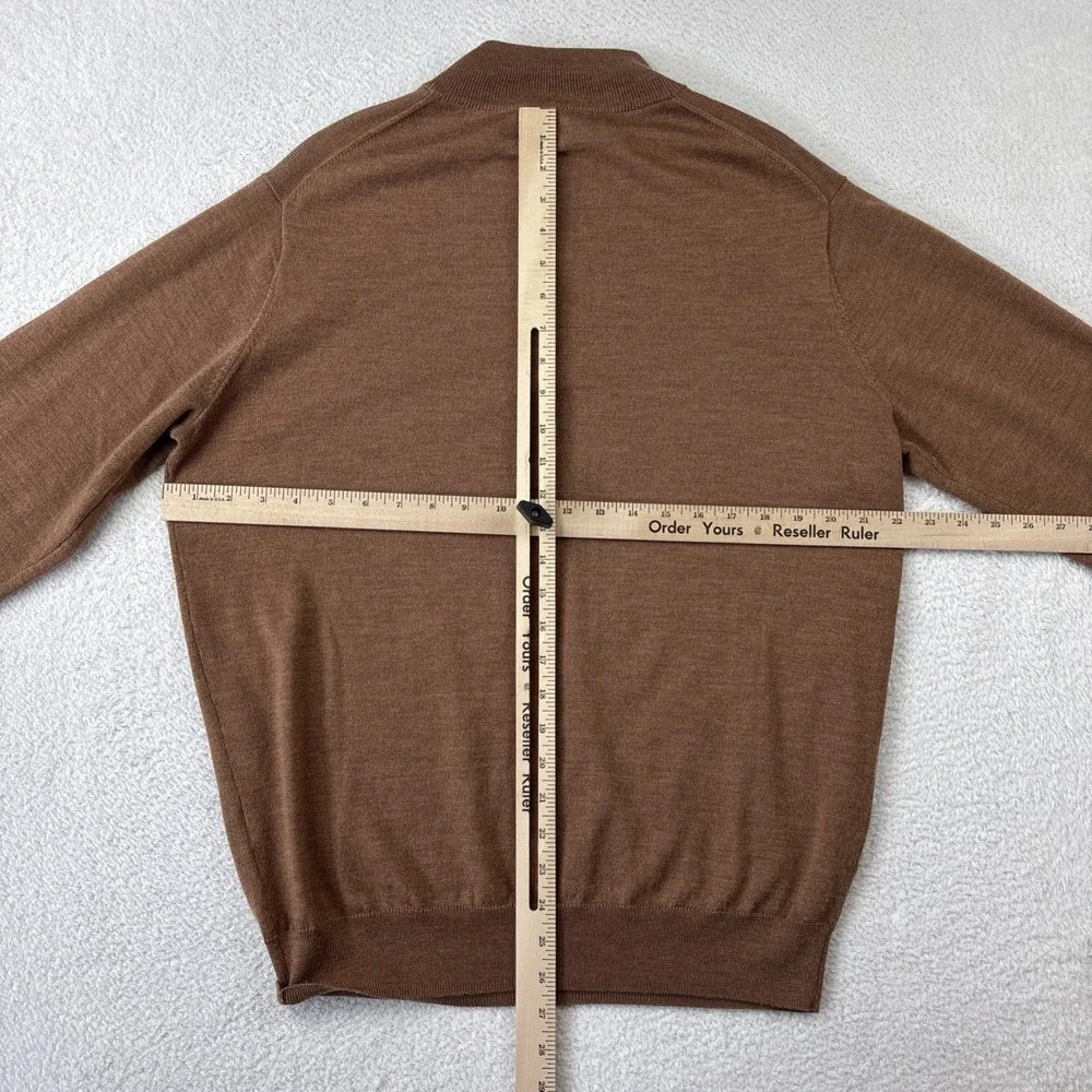 PETER MILLAR Autumn Crest 1/4 Zip Sweater Mens Medium Brown Luxury Wool Pullover